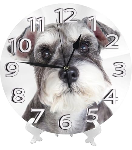 Amazon.co.jp: ワンちゃん 壁掛け時計 ミニチュアシュナウザー 黒 犬